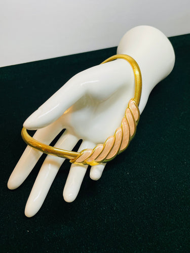 Napier Pink Enamel Gold Omega Necklace